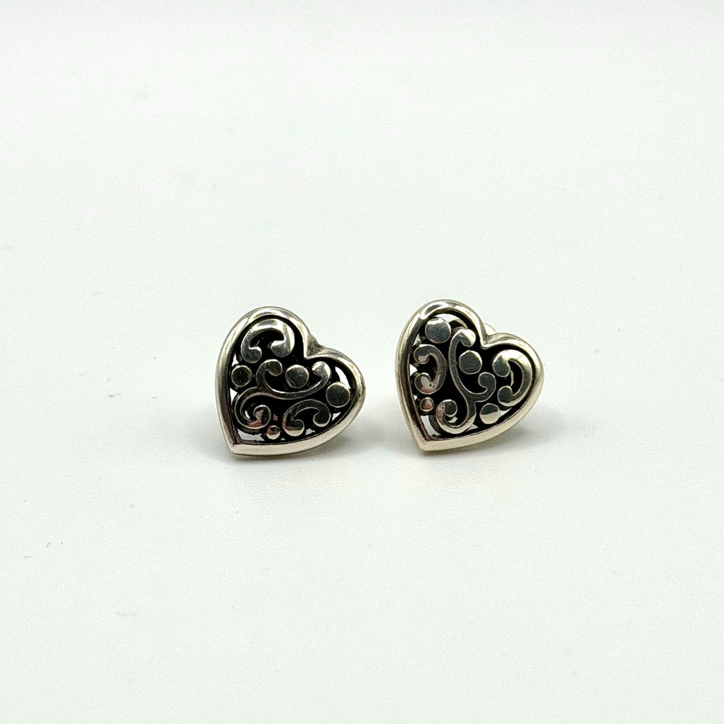 Brighton Contempo Heart Silver Tone Stud Earrings