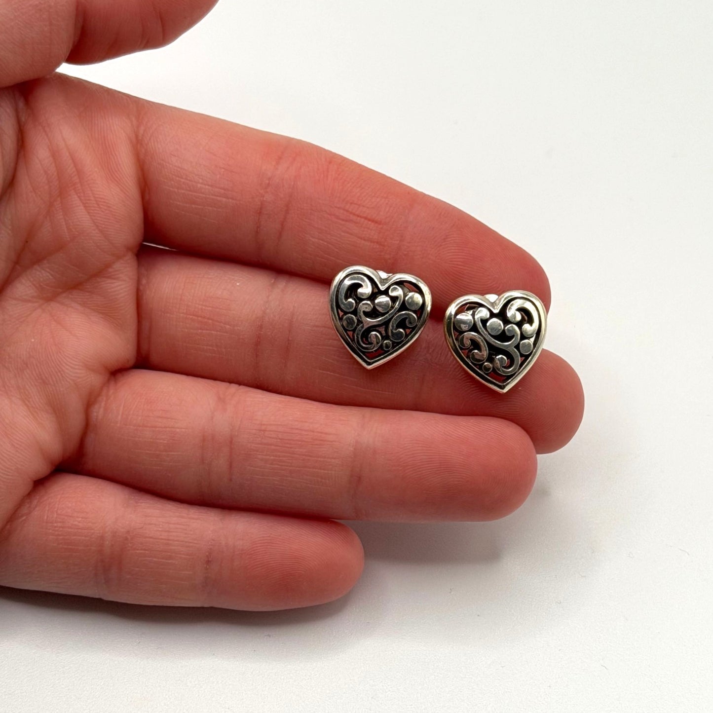 Brighton Contempo Heart Silver Tone Stud Earrings