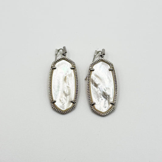 Kendra Scott Elle Silver Tone Drop Earrings With White Shell Oval Accents