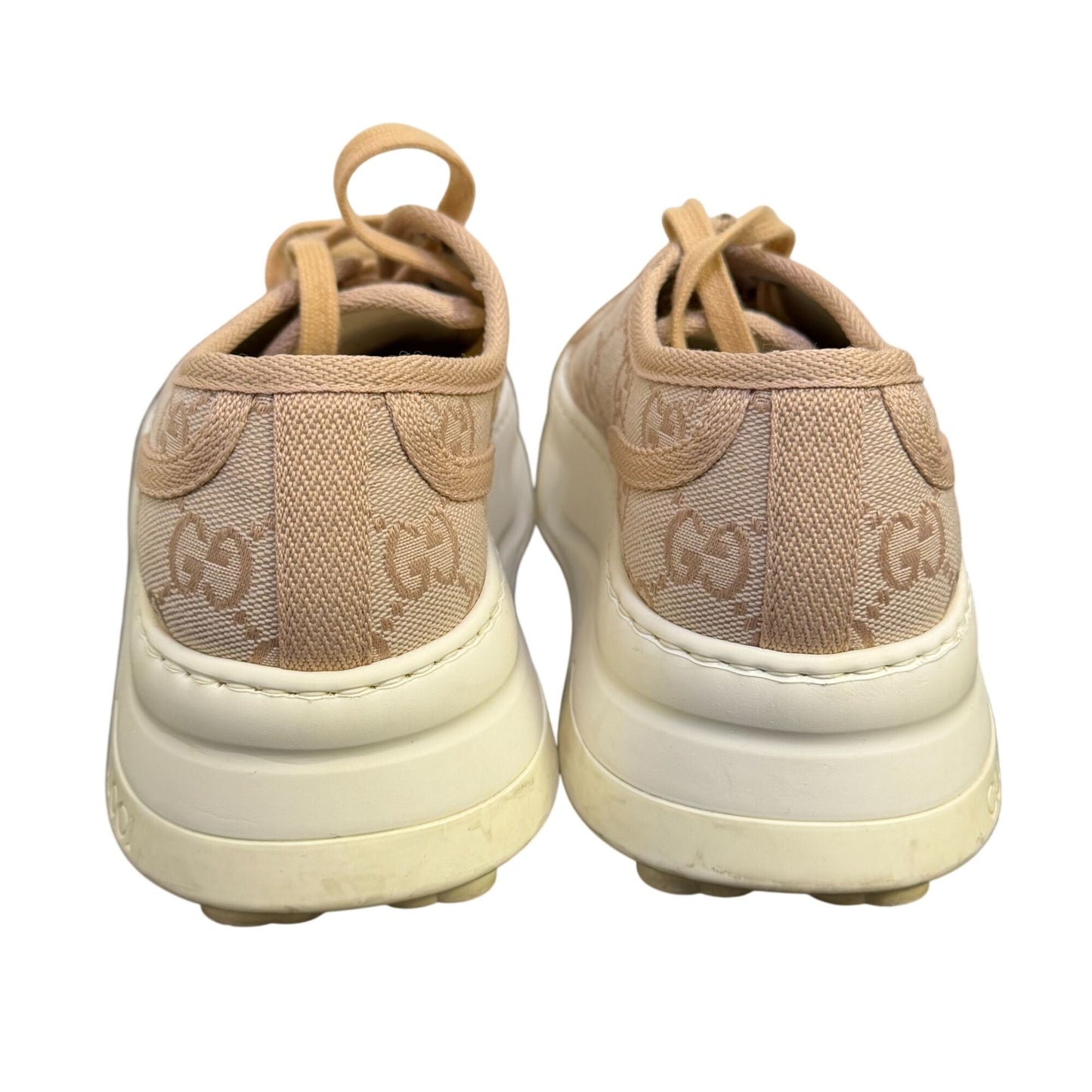 Gucci GG Canvas Platform Sneakers Blush Pink Monogram Size 7 US / 37 EU