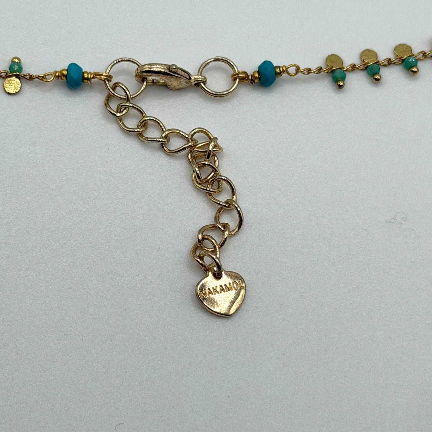 Nakamol Long Gold Chain Necklace With Pearl & Turquoise Accents