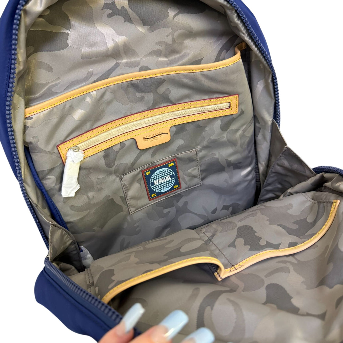 NWT MZ Wallace Blue Nylon Backpack With Camo Lining
