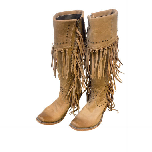 Liberty Black brand Brown Leather Fringe Western Cowboy Boots Size 7.5