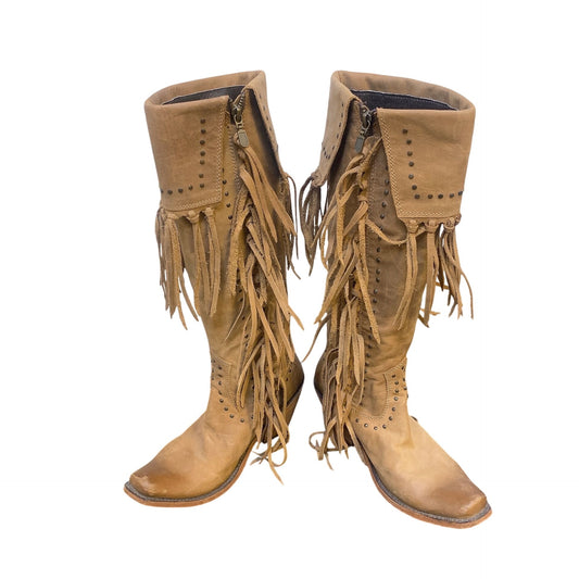 Liberty Black brand Brown Leather Fringe Western Cowboy Boots Size 7.5