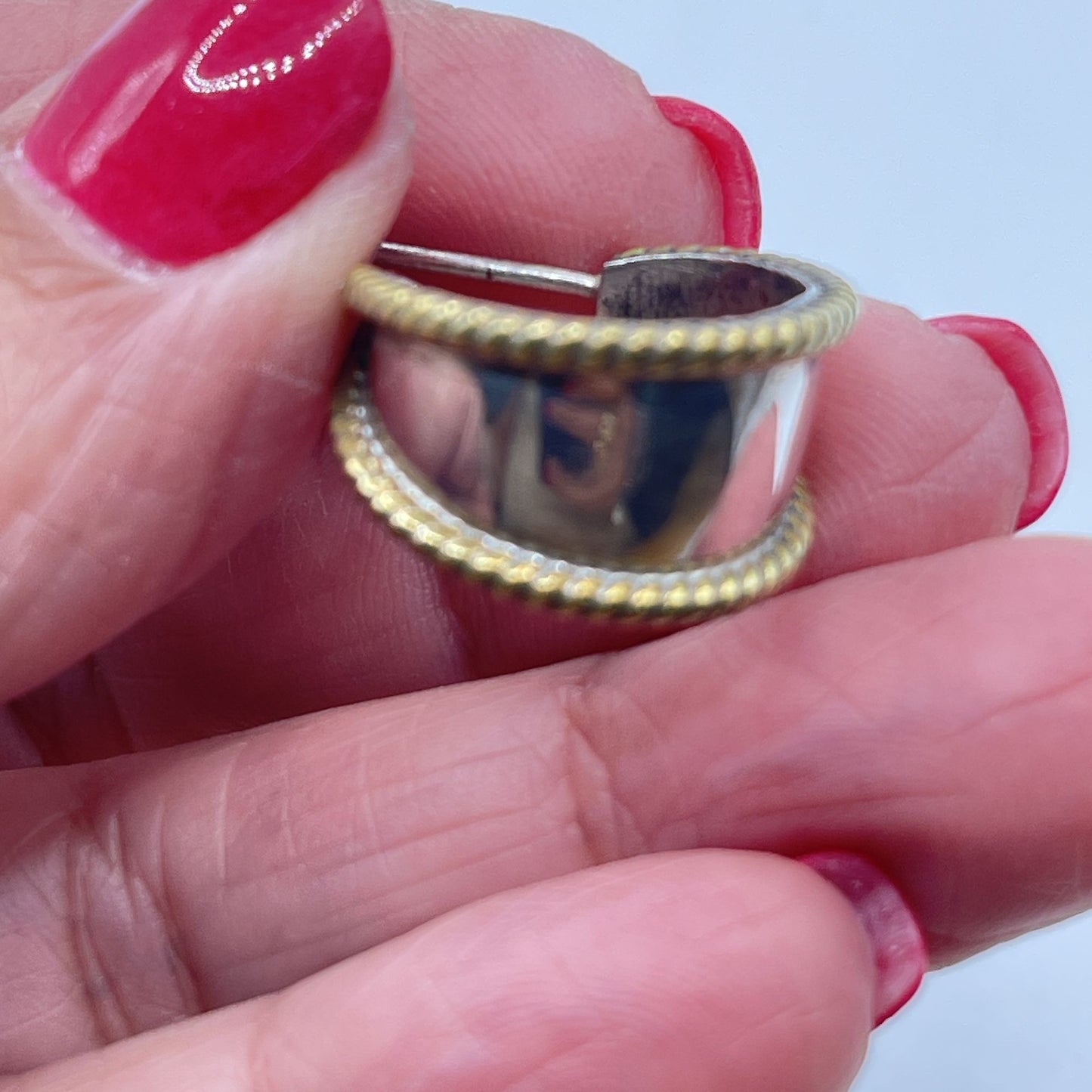 Sterling Silver & Brass Rope Edge Hoop Earrings Vintage Style Lightweight 925 M