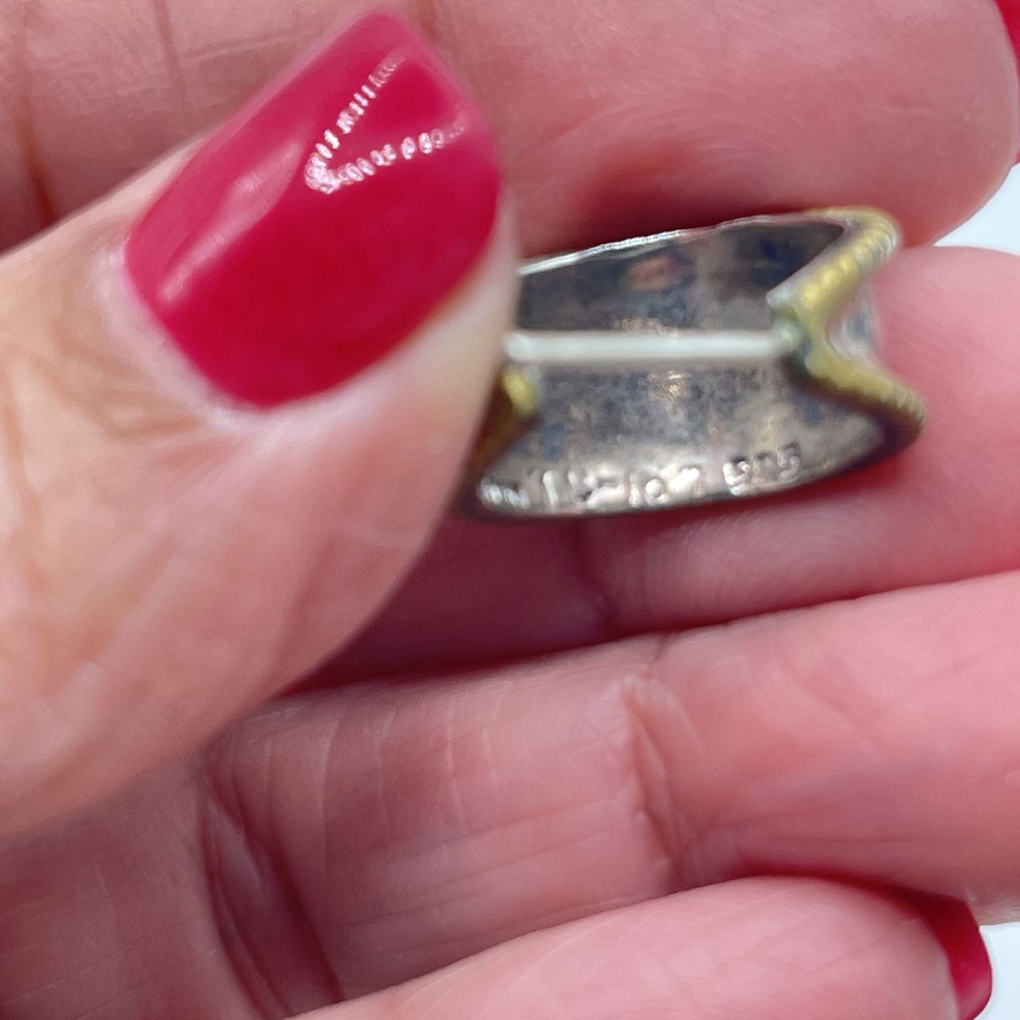 Sterling Silver & Brass Rope Edge Hoop Earrings Vintage Style Lightweight 925 M