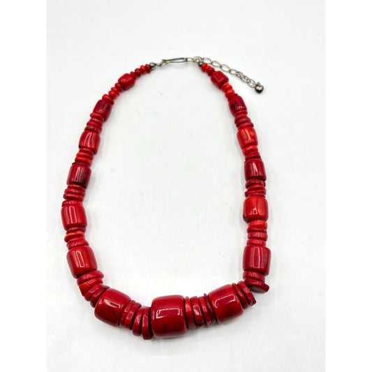 Jay King DTR Mine Finds Sterling Silver Red Coral Disk Necklace