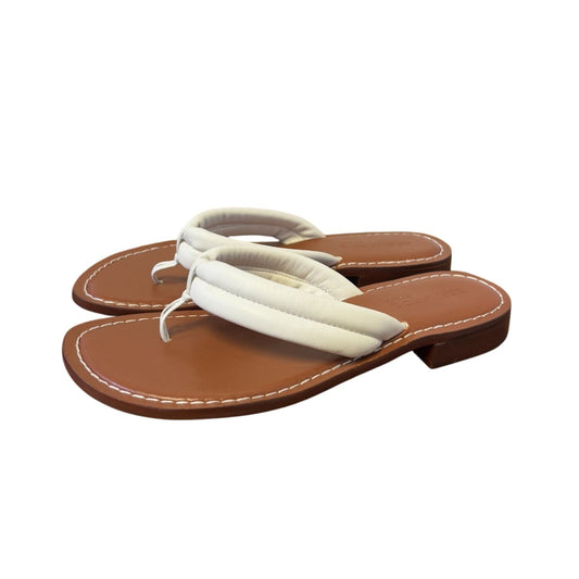 Bernardo Studio  Leather Thong Sandals White & Tan 9
