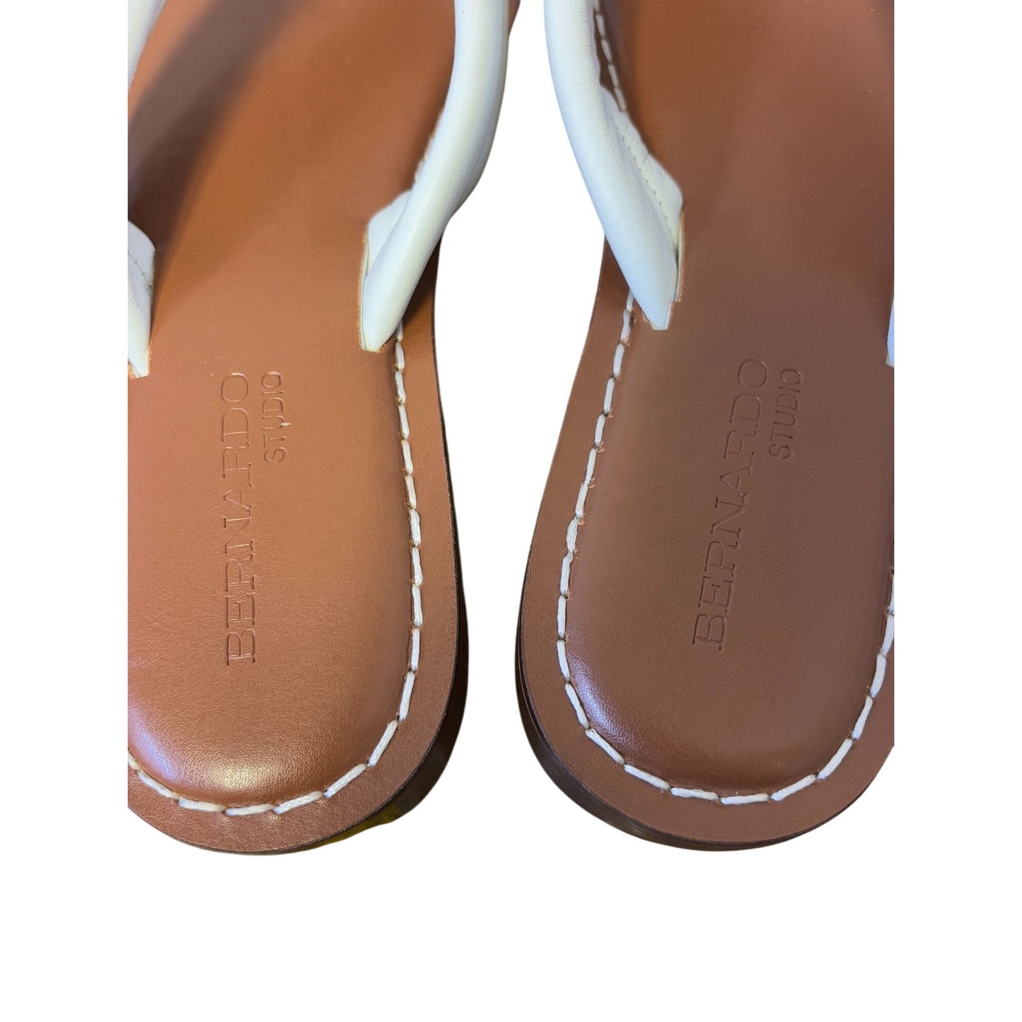 Bernardo Studio  Leather Thong Sandals White & Tan 9