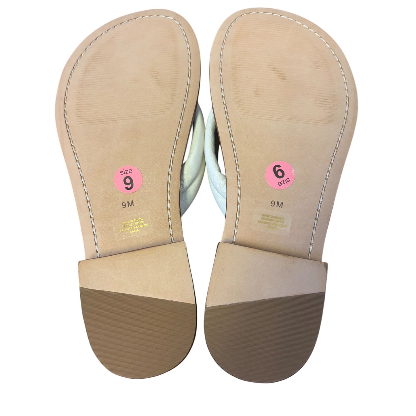 Bernardo Studio  Leather Thong Sandals White & Tan 9