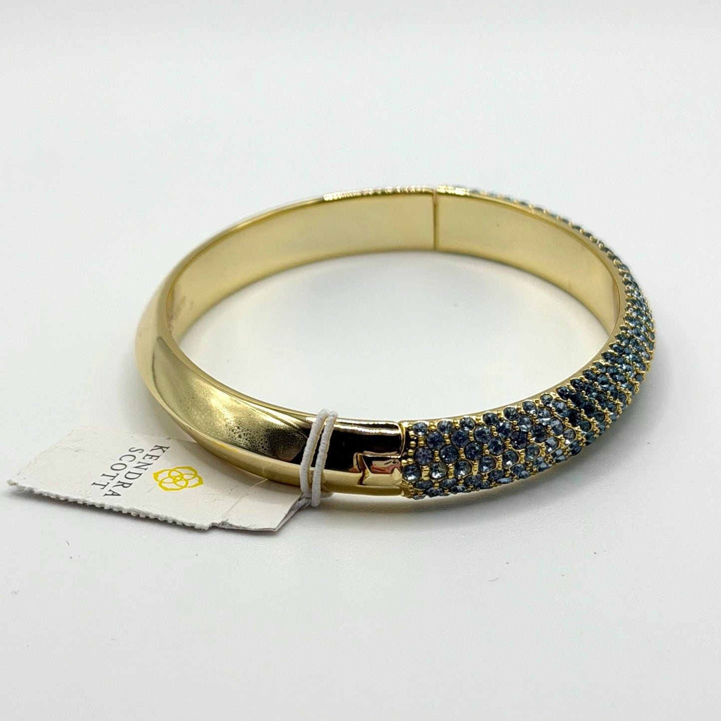 NWT Kendra Scott Mikki Pave Gold Tone Bangle Bracelet Green Blue Stones