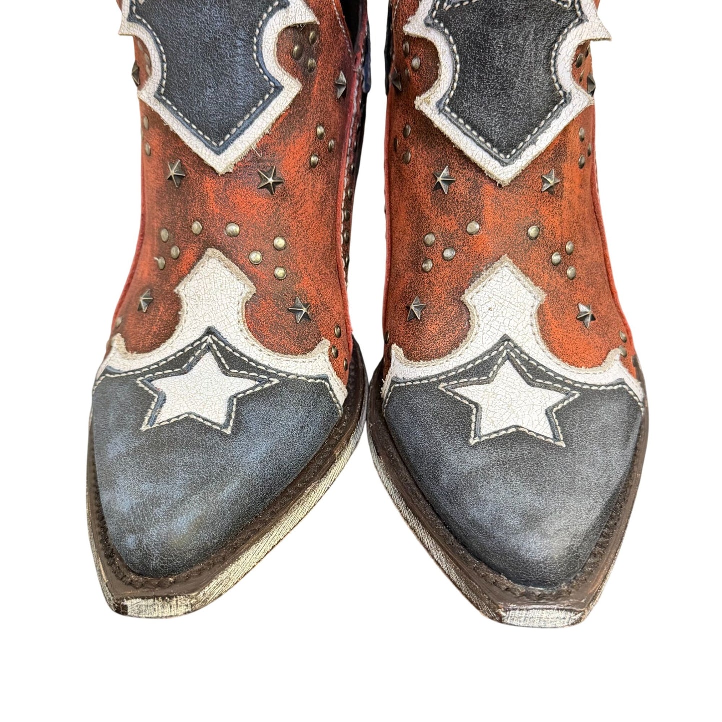 NWB Liberty Black Red White Blue Western Ankle Boots Size 7.5