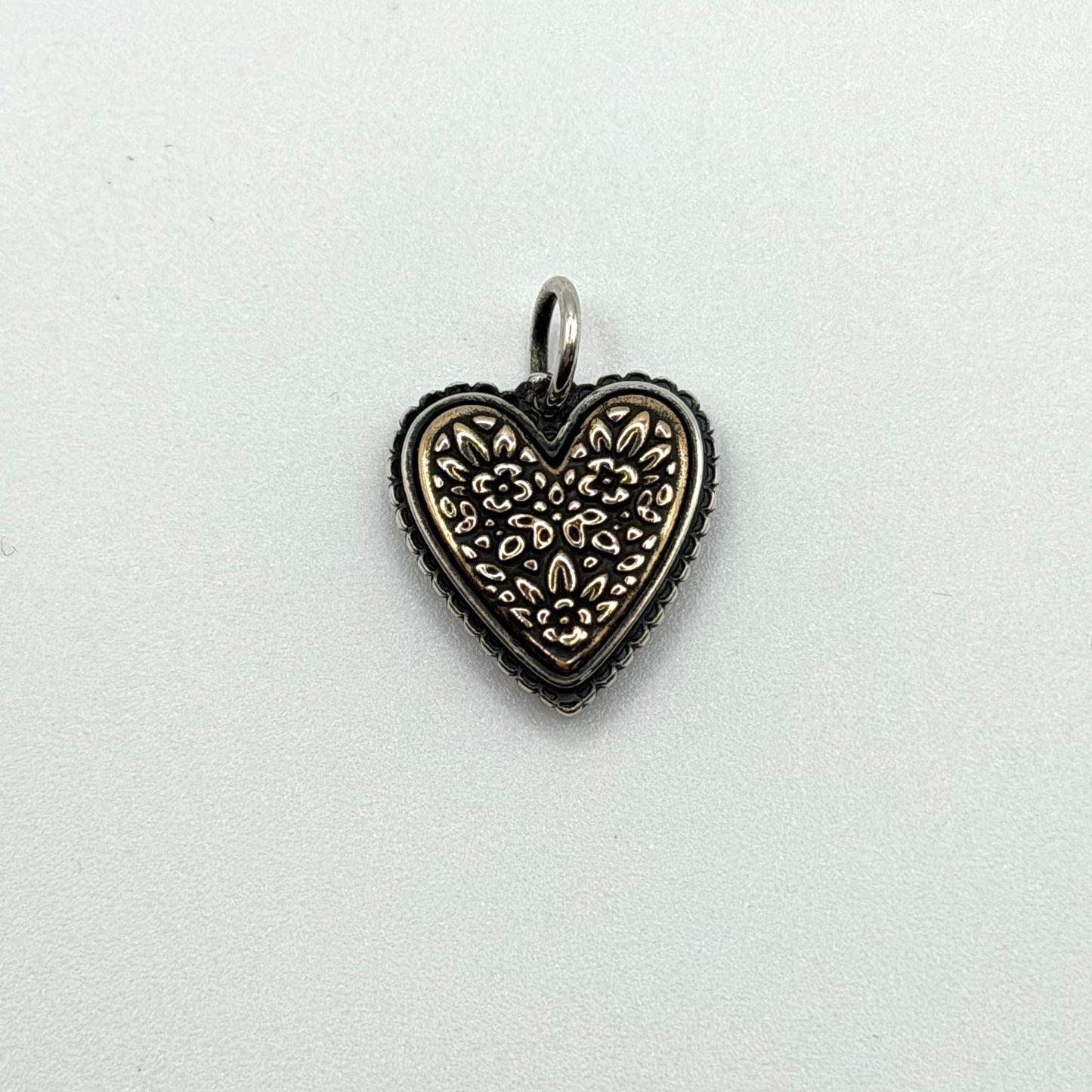 James Avery Retired Verona Heart Charm 925 Sterling Silver & Bronze