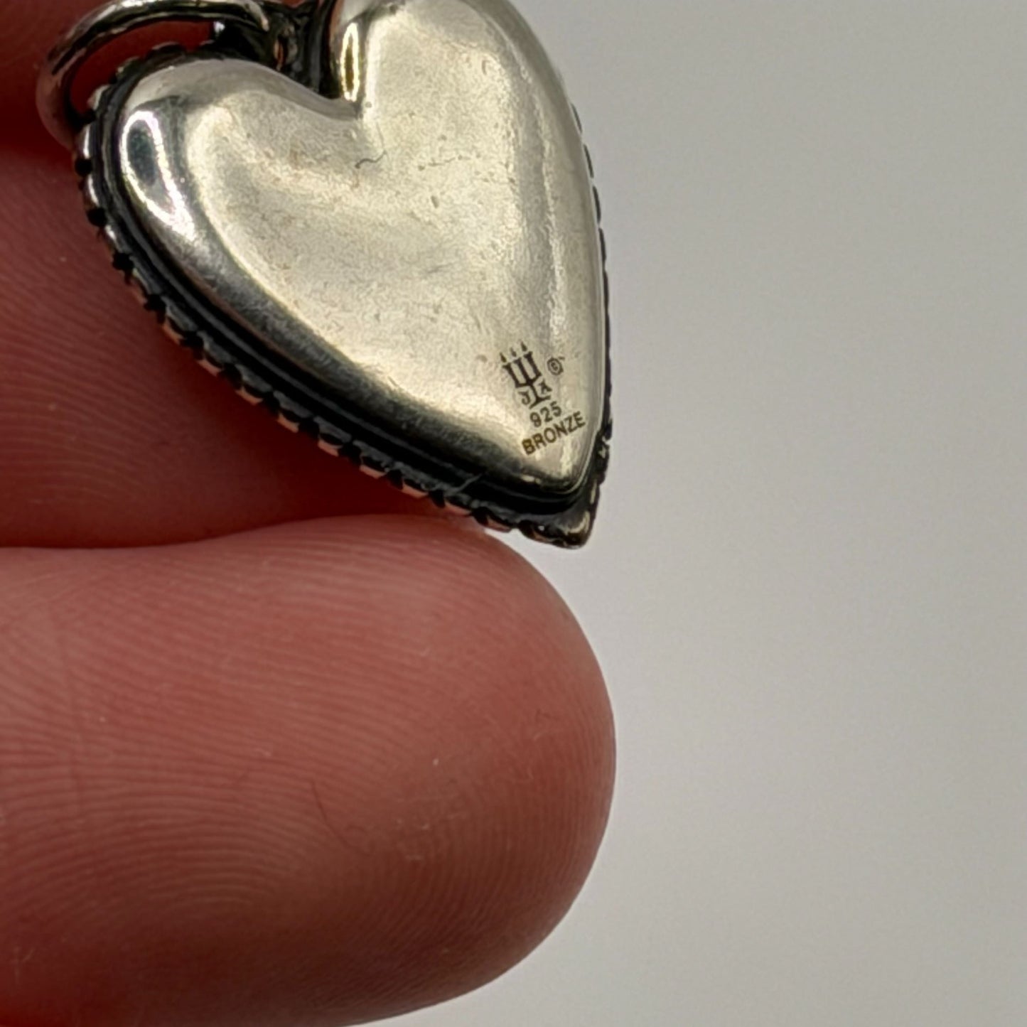 James Avery Retired Verona Heart Charm 925 Sterling Silver & Bronze