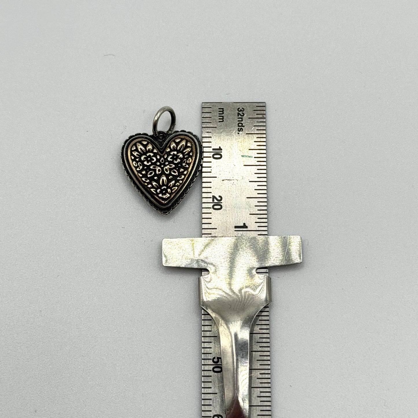 James Avery Retired Verona Heart Charm 925 Sterling Silver & Bronze