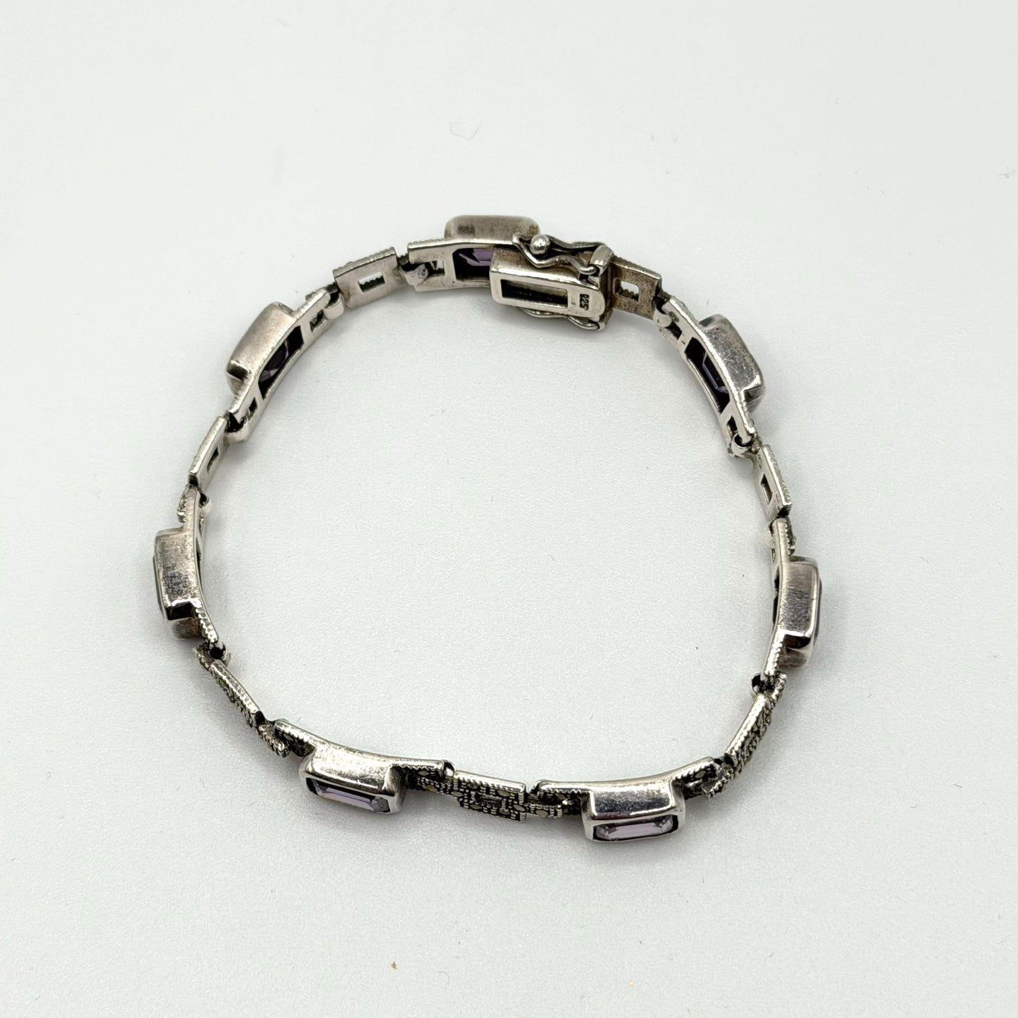 925 Sterling Silver Bracelet With Purple Amethyst Stones