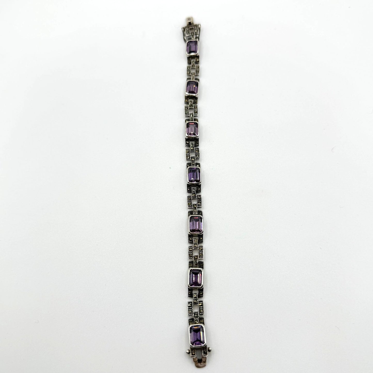 925 Sterling Silver Bracelet With Purple Amethyst Stones