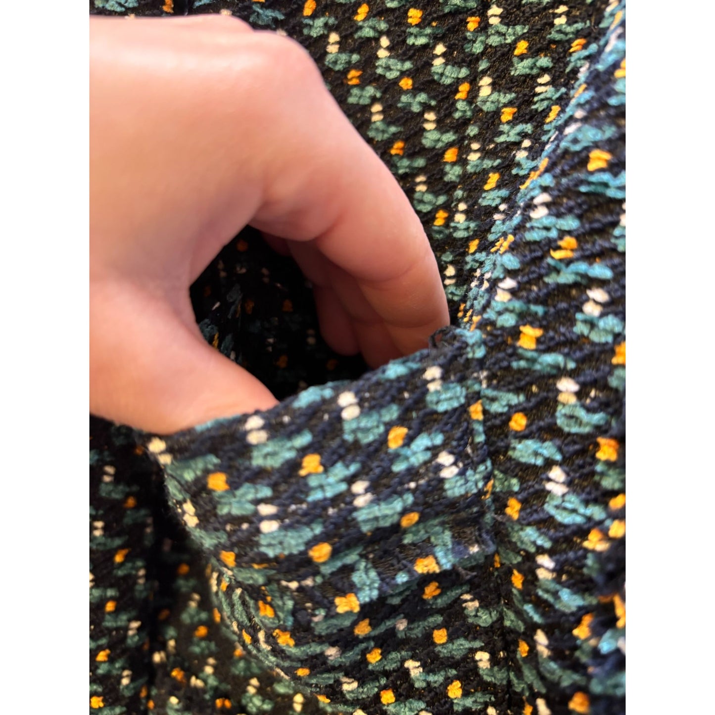 Ann Mashburn Tweed Jacket Multi-Color Frayed Edge Open Front Size M