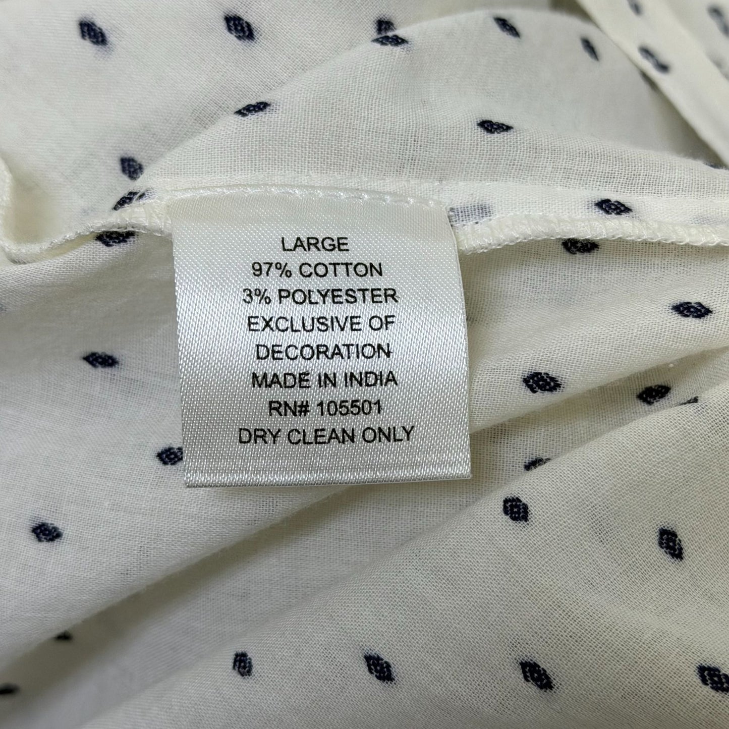 Double D Ranch Embroidered Tunic Shirt White W/ Navy Blue & Teal Aztec Pattern L