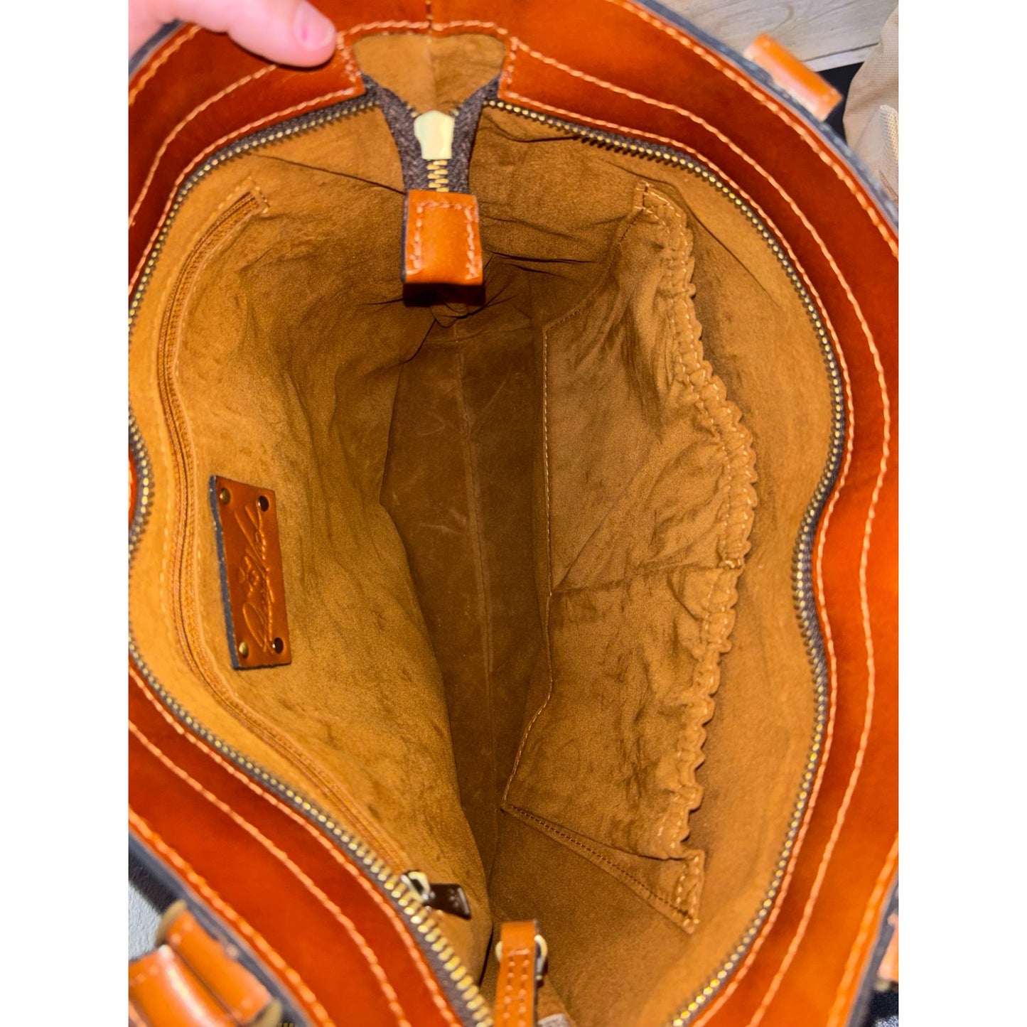 Patricia Nash Leather Tote Purse With Floral Print & Braided Handles