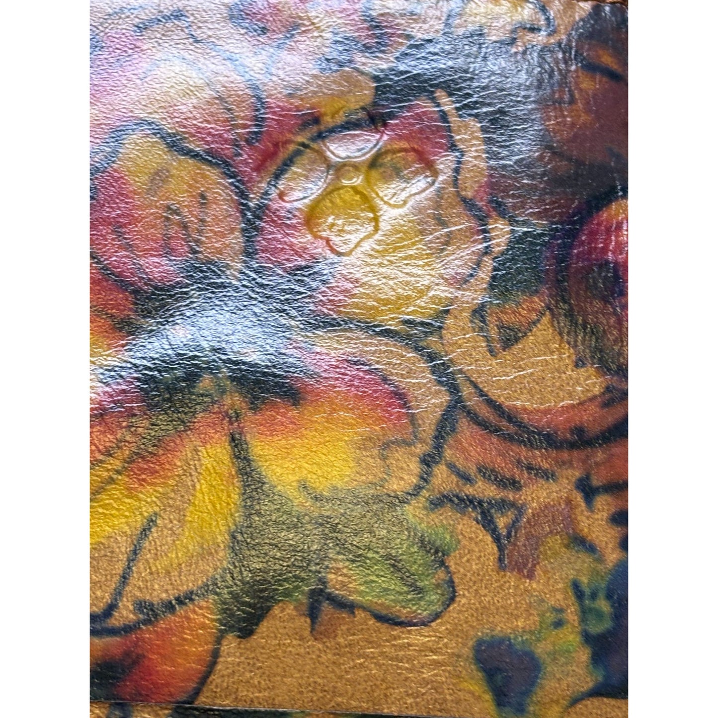 Patricia Nash Leather Tote Purse With Floral Print & Braided Handles