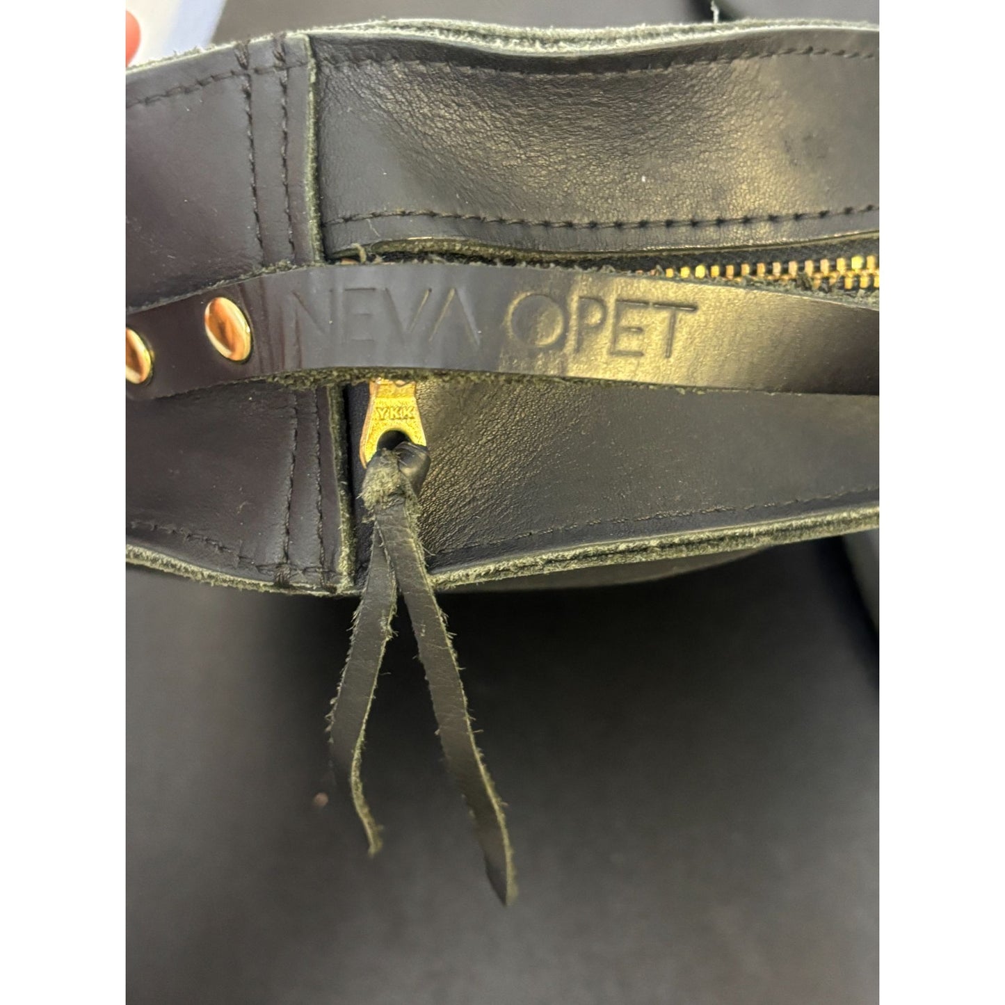 Neva Opet Round Leather Crossbody Bag Black Gold Hardware Zipper Closure