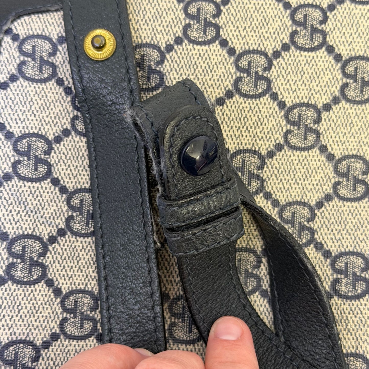 Gucci Vintage GG Supreme Monogram Navy Canvas Crossbody Bag