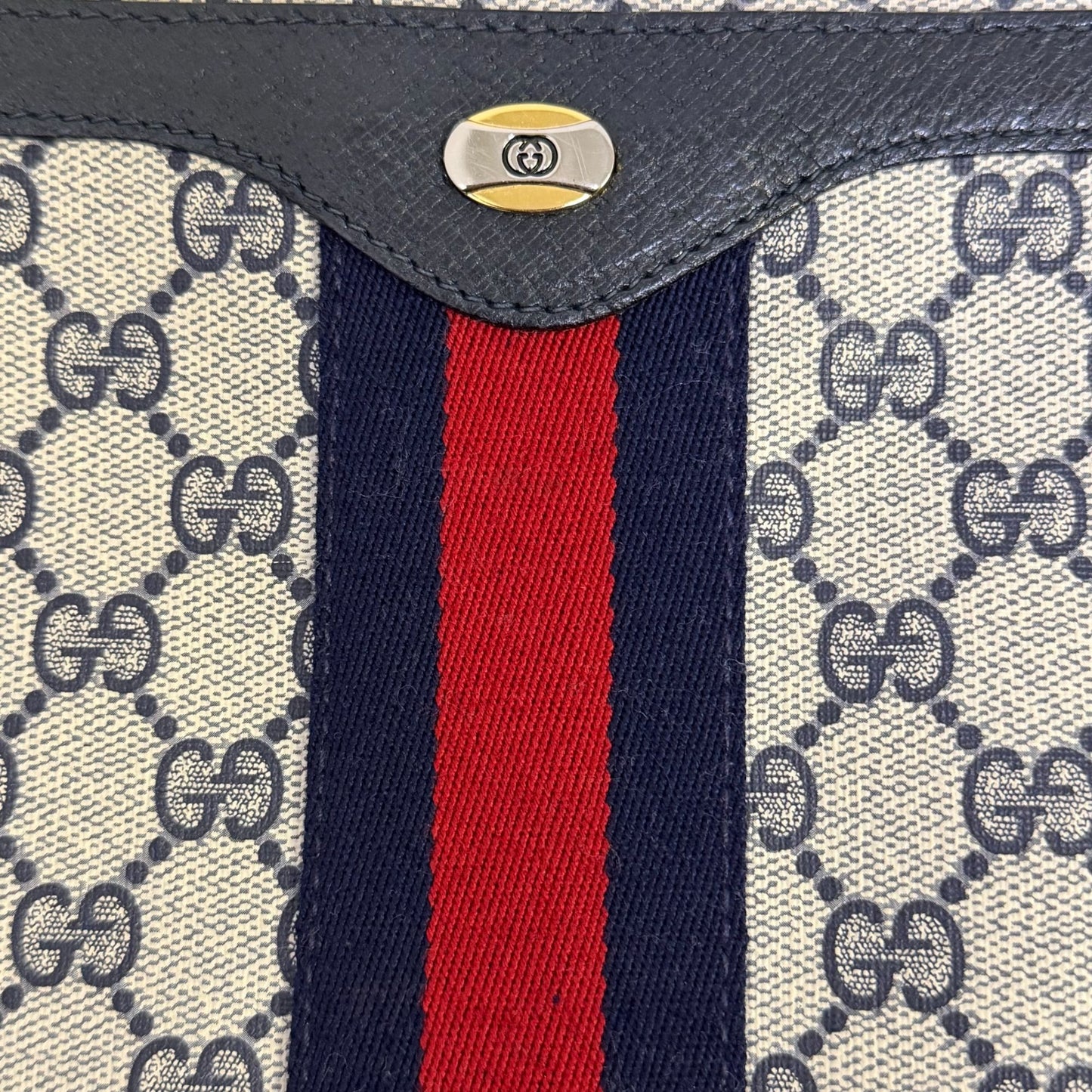 Gucci Vintage GG Supreme Monogram Navy Canvas Crossbody Bag
