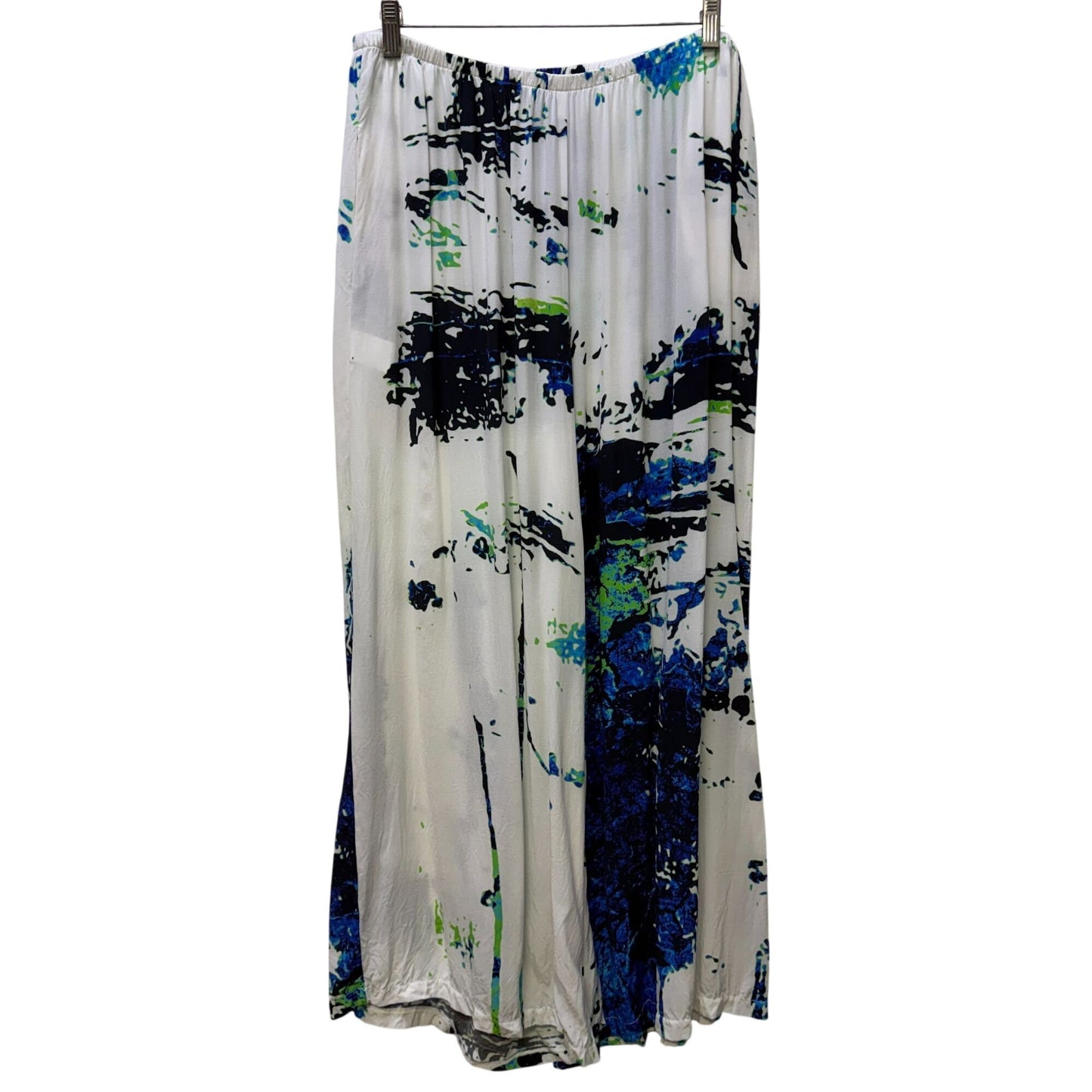 Ozai N Ku White Abstract Print Wide-Leg Pants Size 2XL