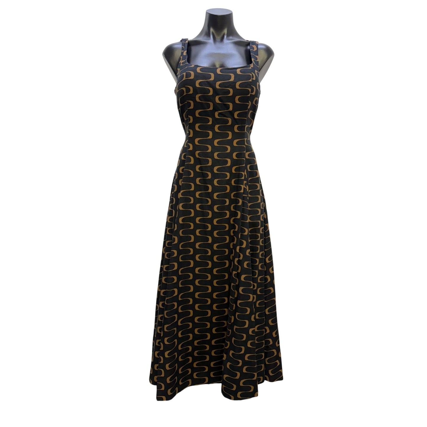 NWT Christian Lacroix Black & Tan Linen Maxi Dress Size 6