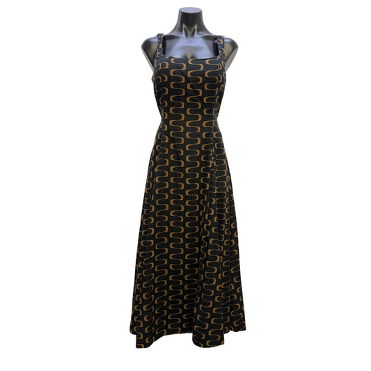 NWT Christian Lacroix Black & Tan Linen Maxi Dress Size 6