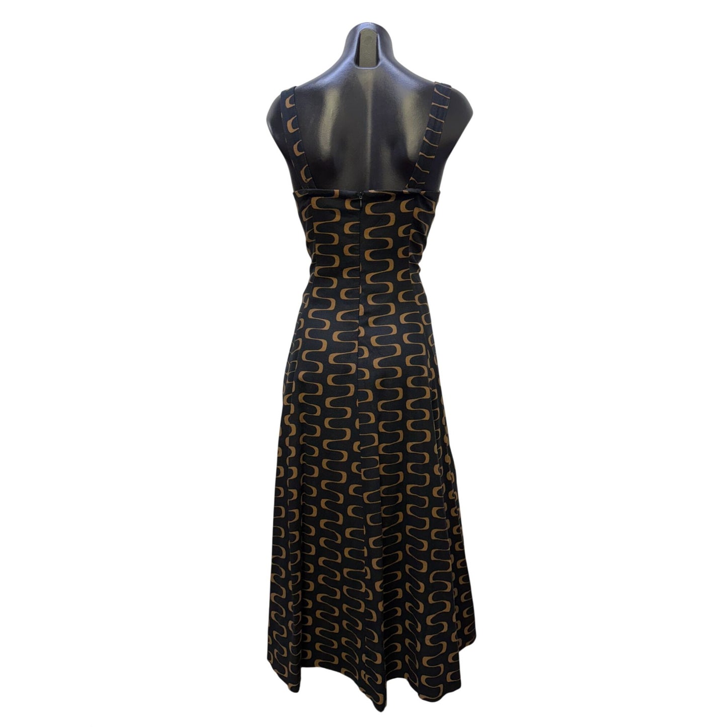 NWT Christian Lacroix Black & Tan Linen Maxi Dress Size 6