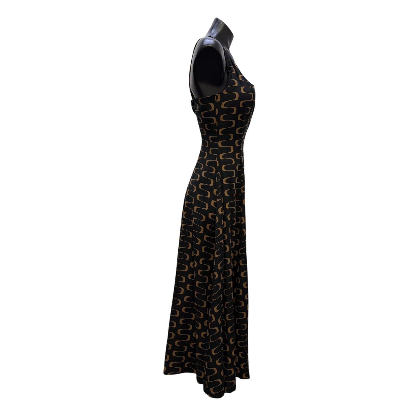 NWT Christian Lacroix Black & Tan Linen Maxi Dress Size 6