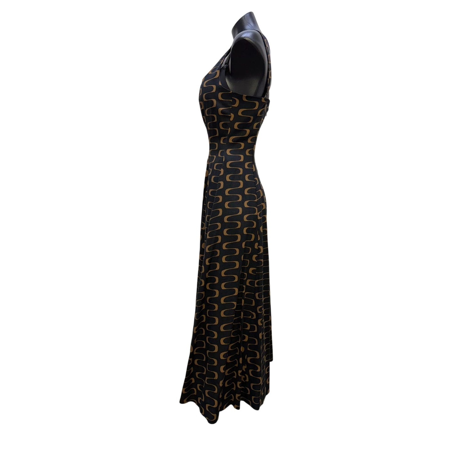 NWT Christian Lacroix Black & Tan Linen Maxi Dress Size 6