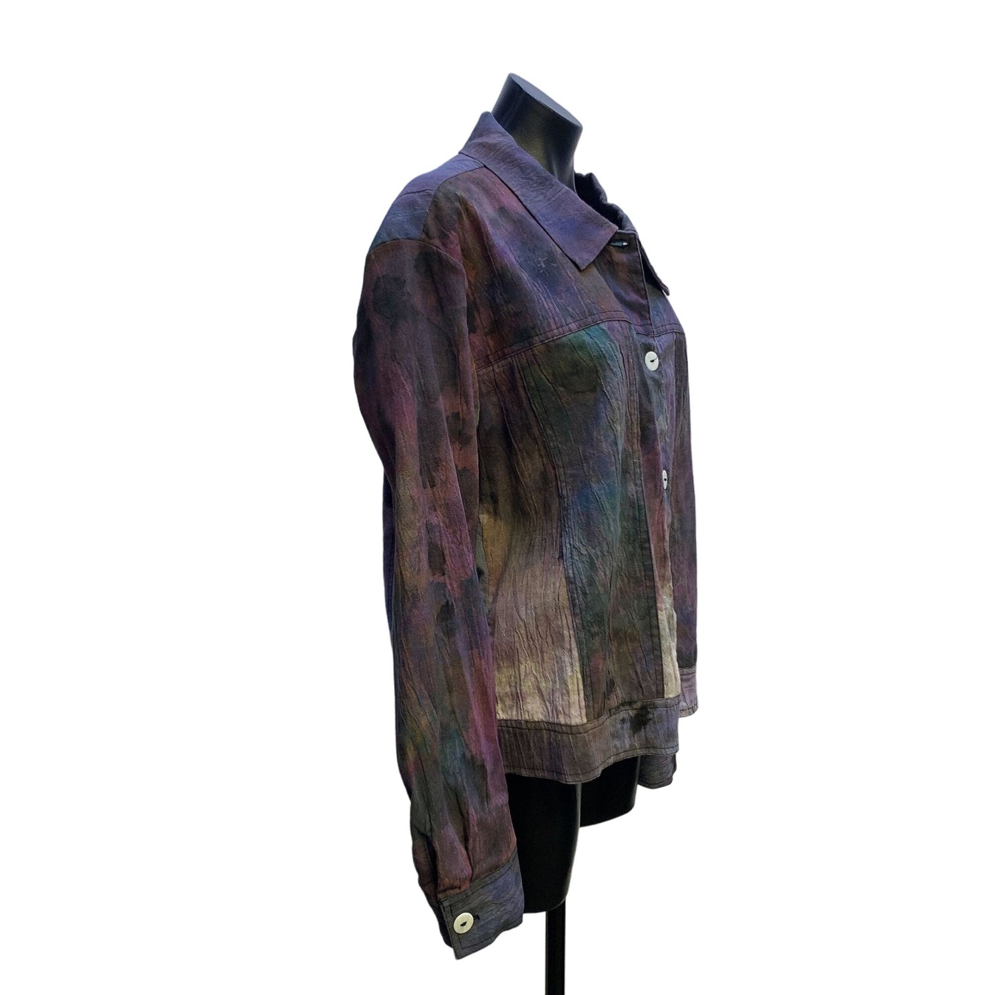 Hand-Painted Sucesos Purple Hues & Mutlicolored Cotton Jacket Size Large