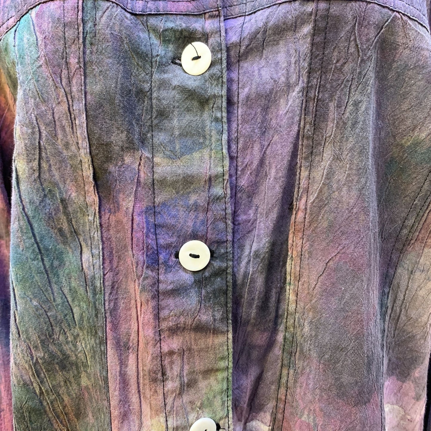 Hand-Painted Sucesos Purple Hues & Mutlicolored Cotton Jacket Size Large