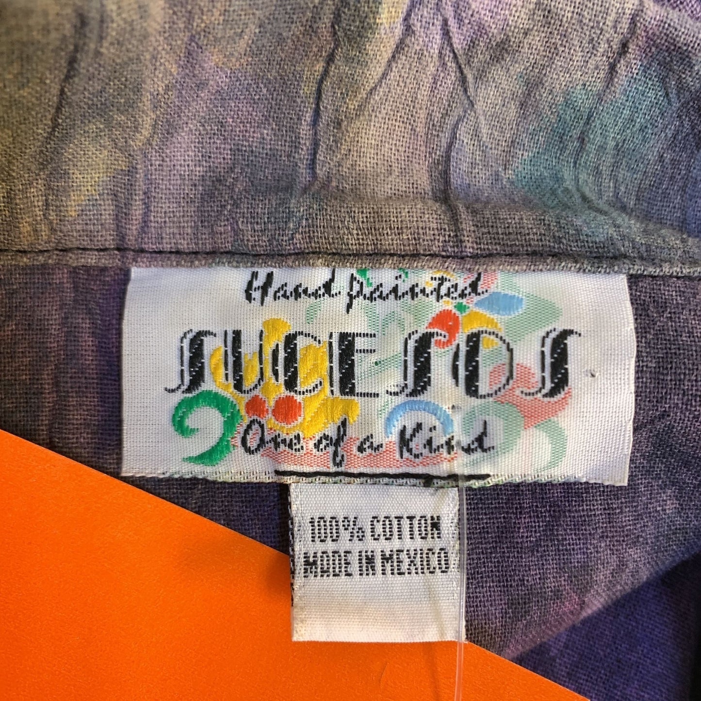 Hand-Painted Sucesos Purple Hues & Mutlicolored Cotton Jacket Size Large