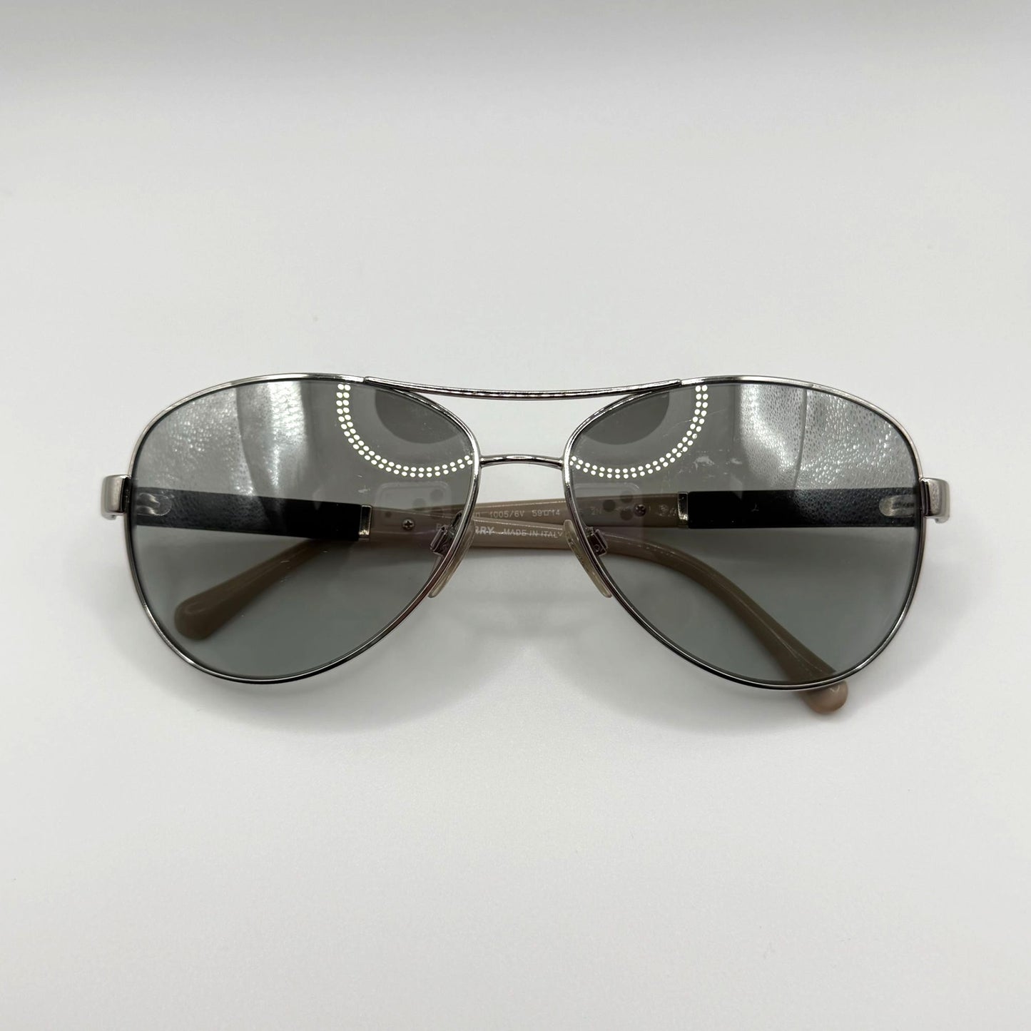 Burberry Aviator Sunglasses With Case & Box Beige Arms