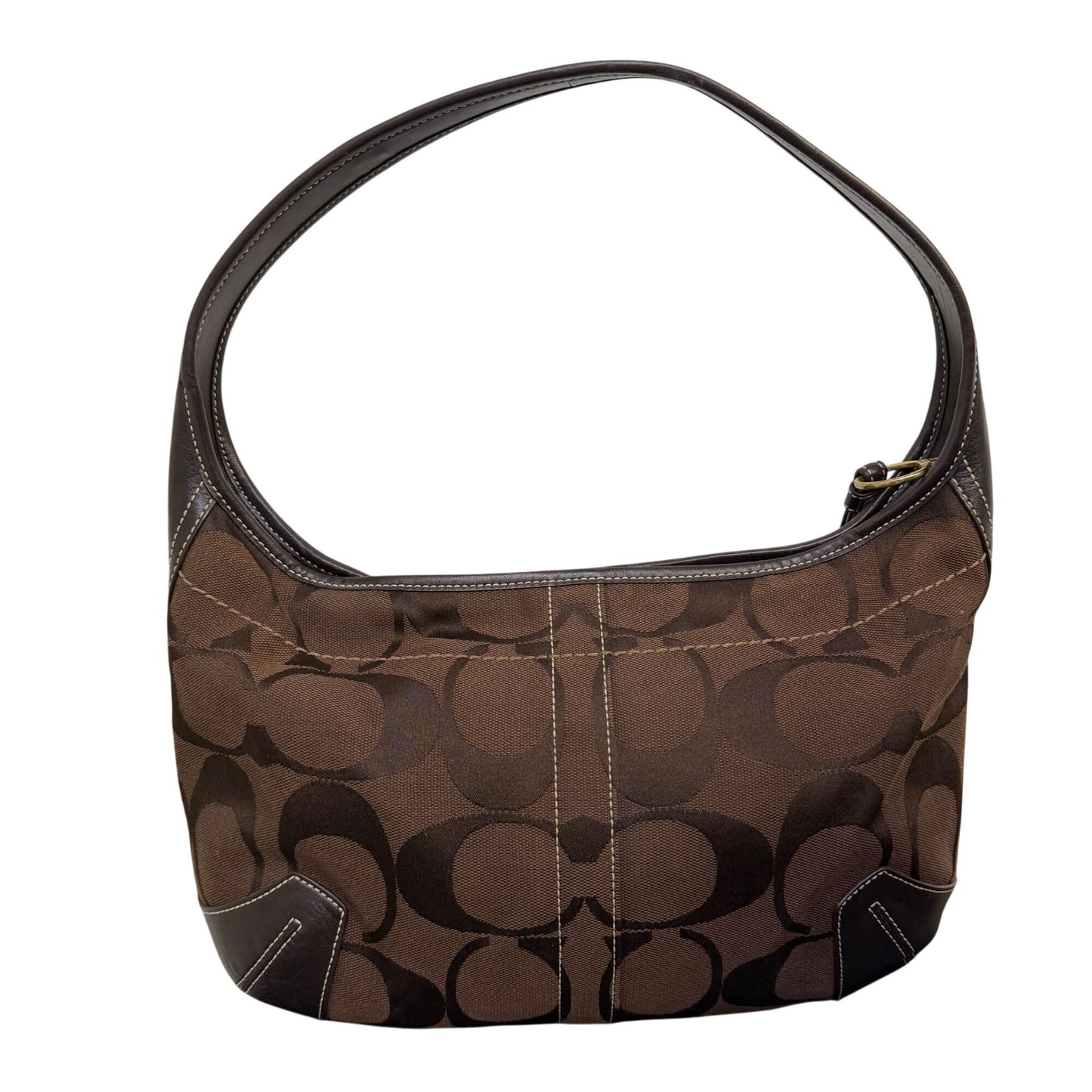 Coach Signature Monogram Brown Canvas Hobo Bag