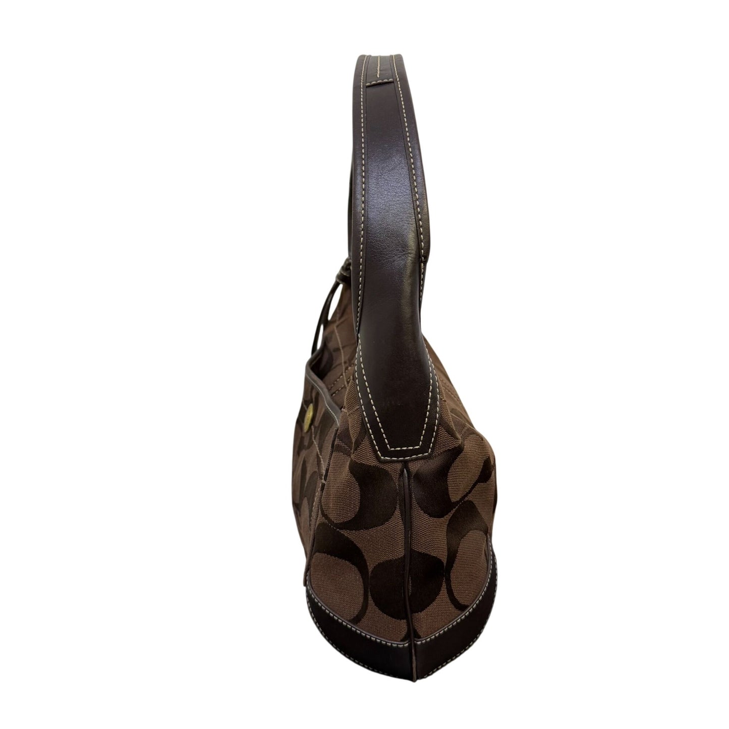 Coach Signature Monogram Brown Canvas Hobo Bag