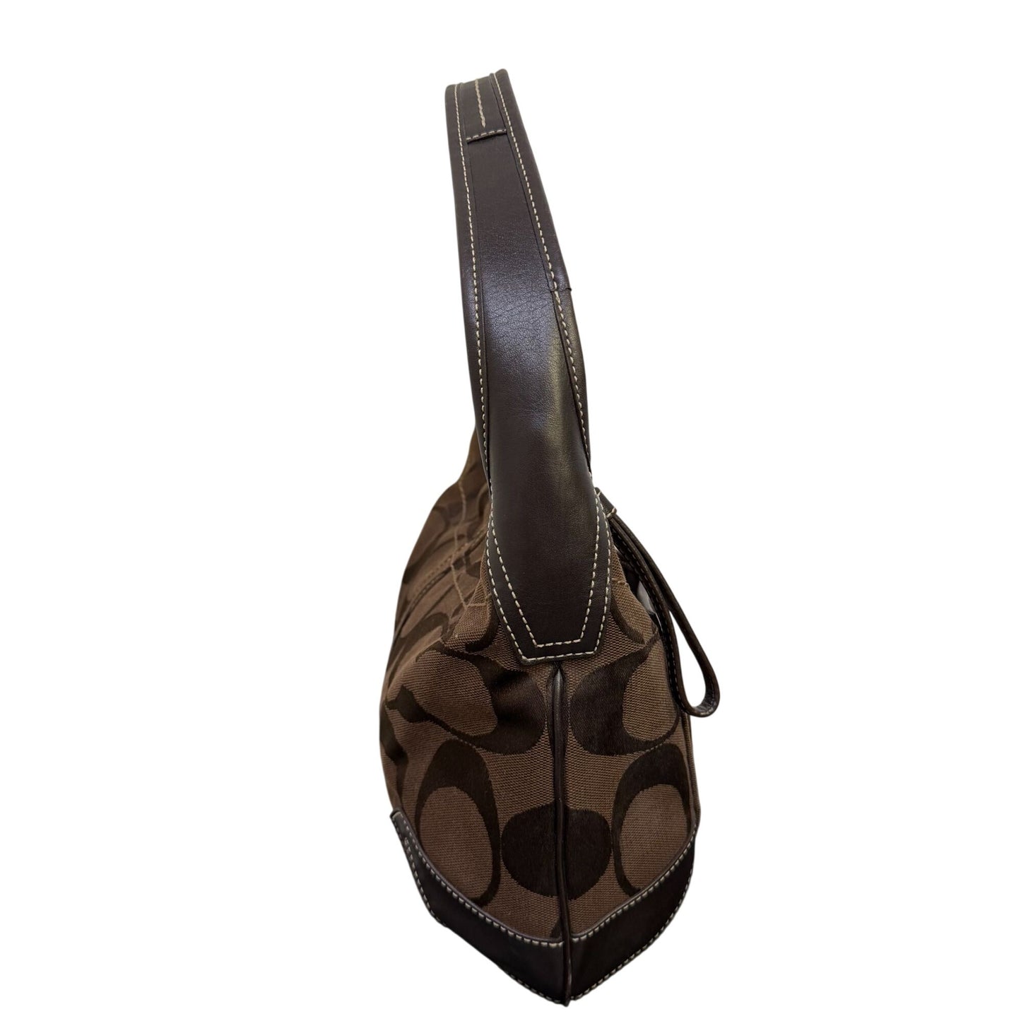 Coach Signature Monogram Brown Canvas Hobo Bag