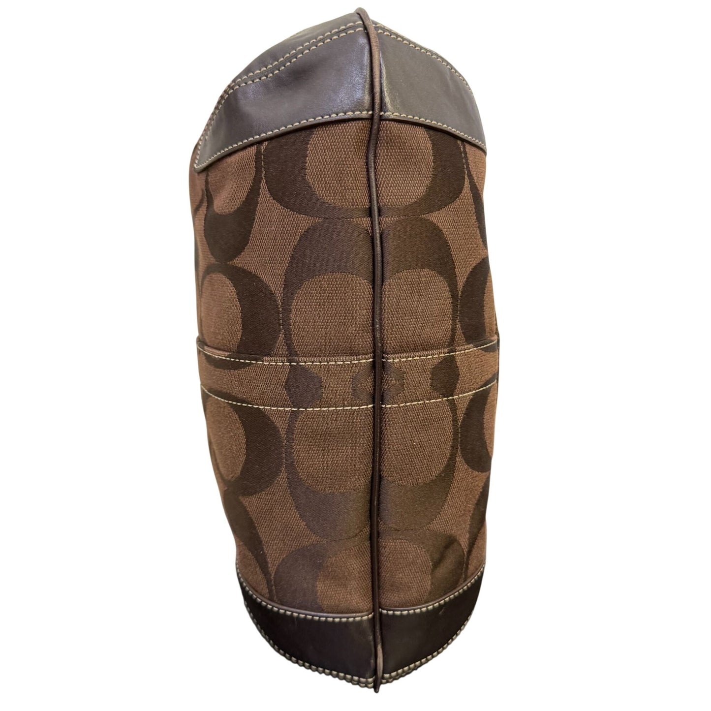 Coach Signature Monogram Brown Canvas Hobo Bag