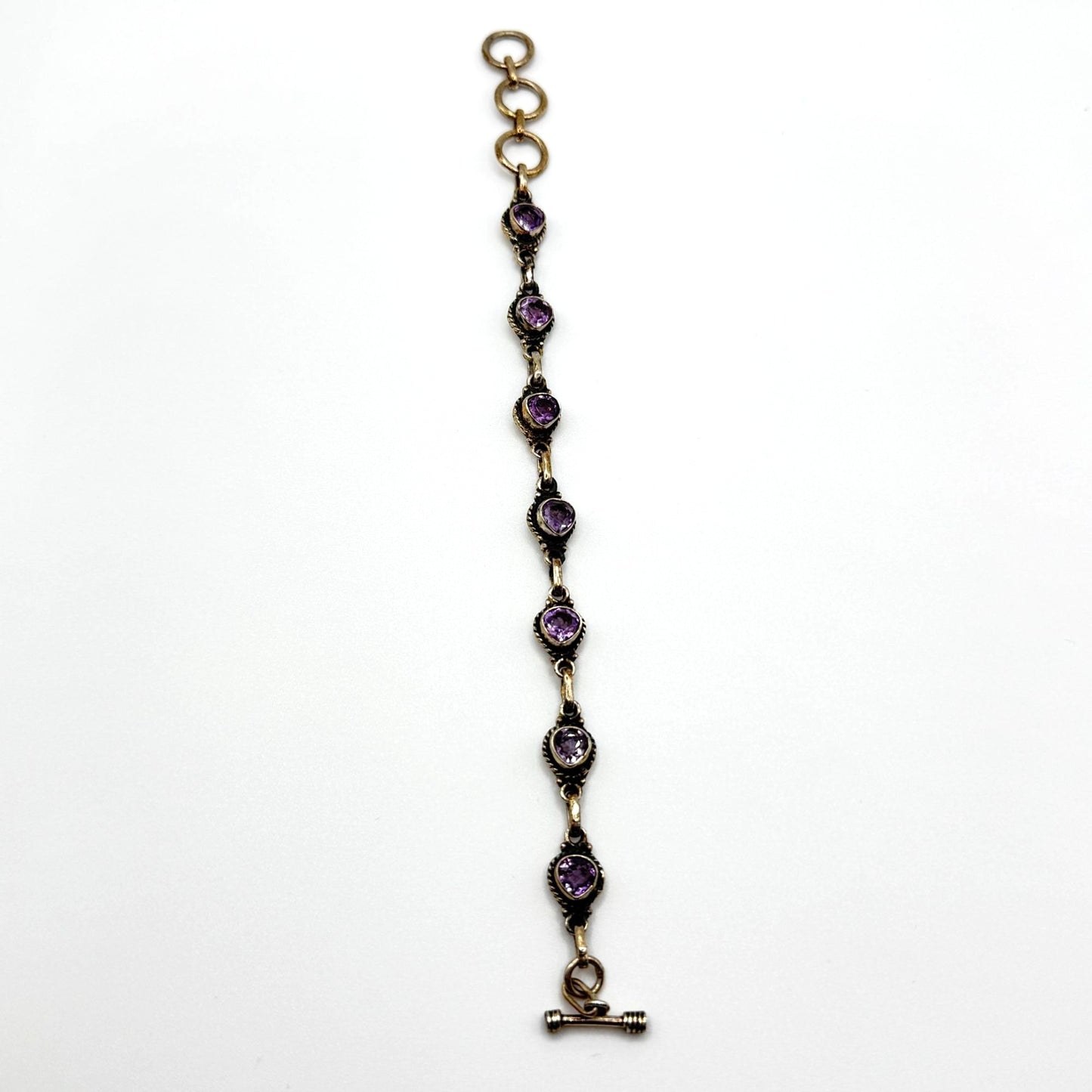 Handmade  925 Sterling Silver & Purple Amethyst Bracelet