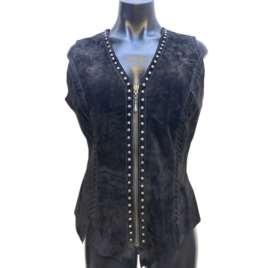 NWT Cripple Creek Black Velvet Studded Vest Size M