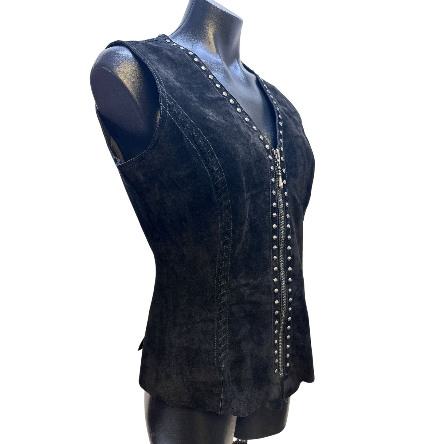 NWT Cripple Creek Black Velvet Studded Vest Size M