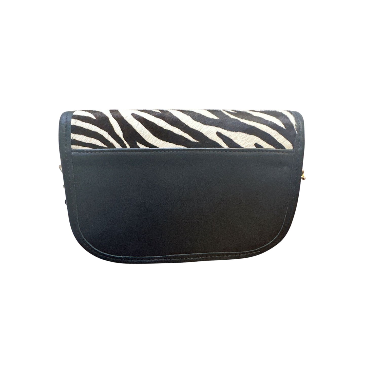 Collins of Texas Zebra Print/fur Leather Crossbody Snap Closure & Adjustable Strap