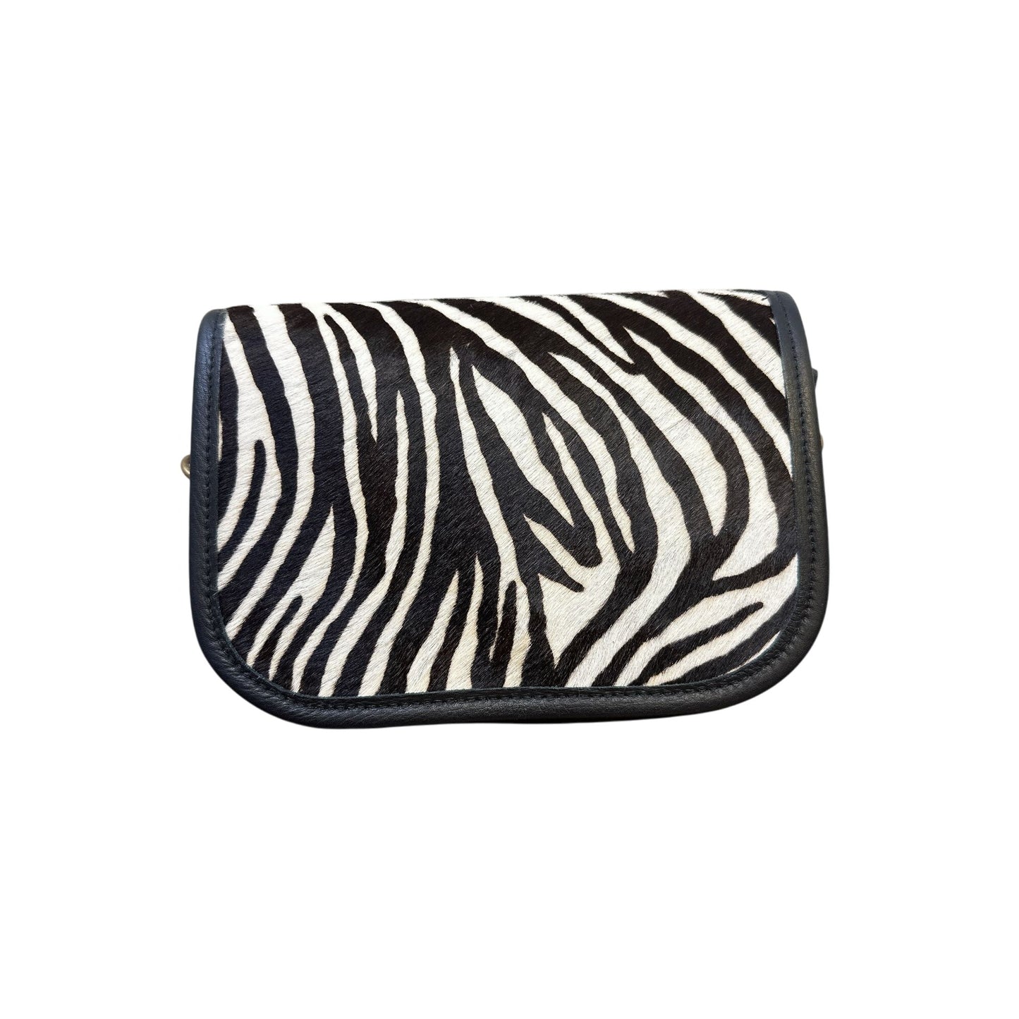 Collins of Texas Zebra Print/fur Leather Crossbody Snap Closure & Adjustable Strap