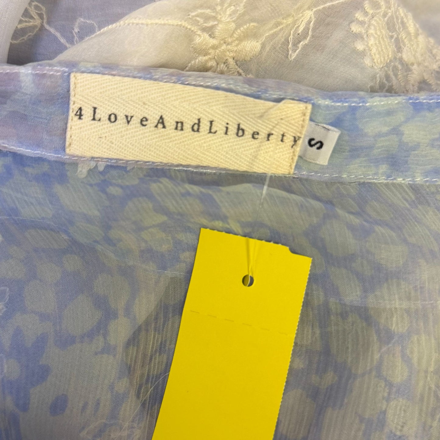 Love And Liberty Sheer Blue Silk Blouse With Lace Back Detail S