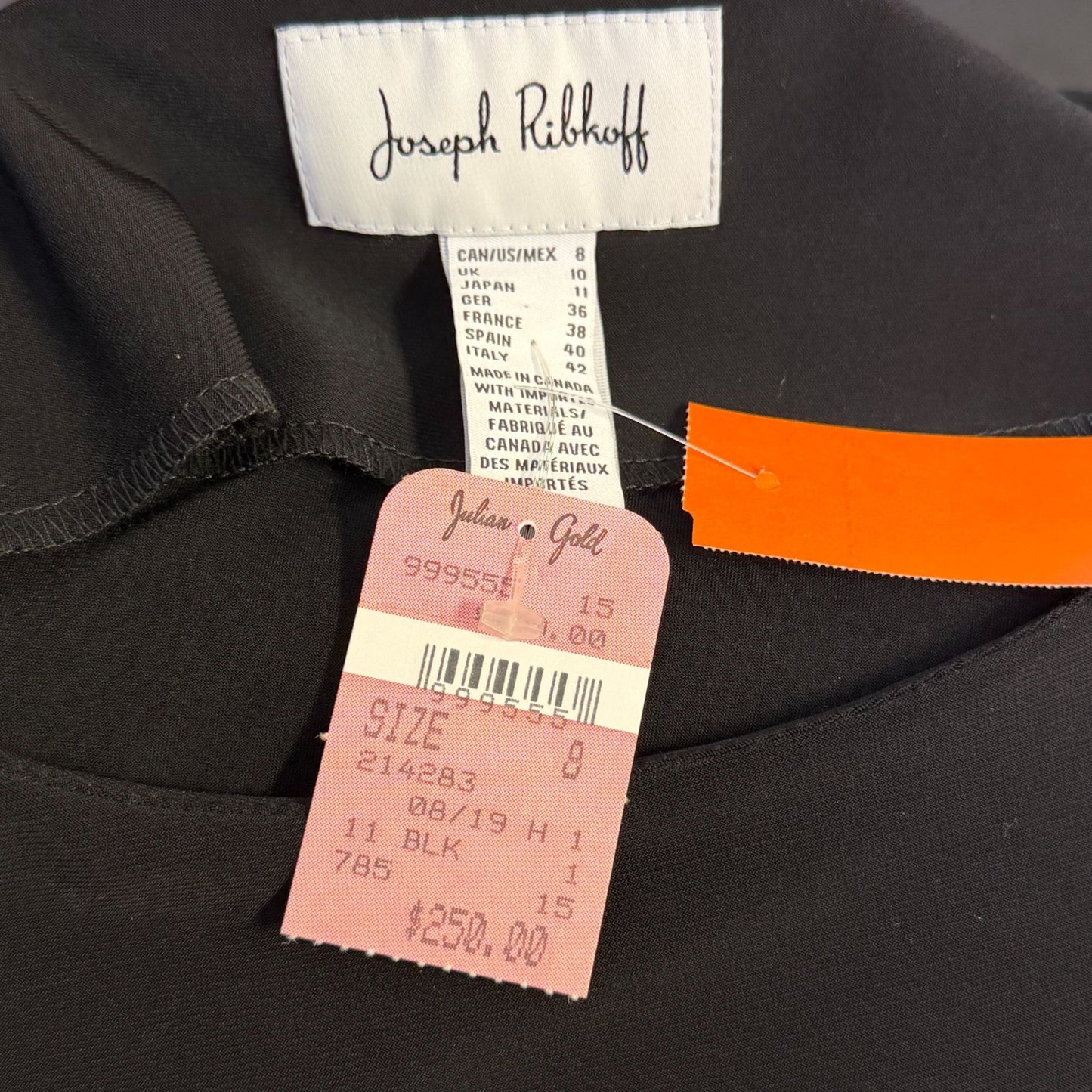 NWT Joseph Ribkoff Black Bell Sleeve Embellished Blouse Size 8