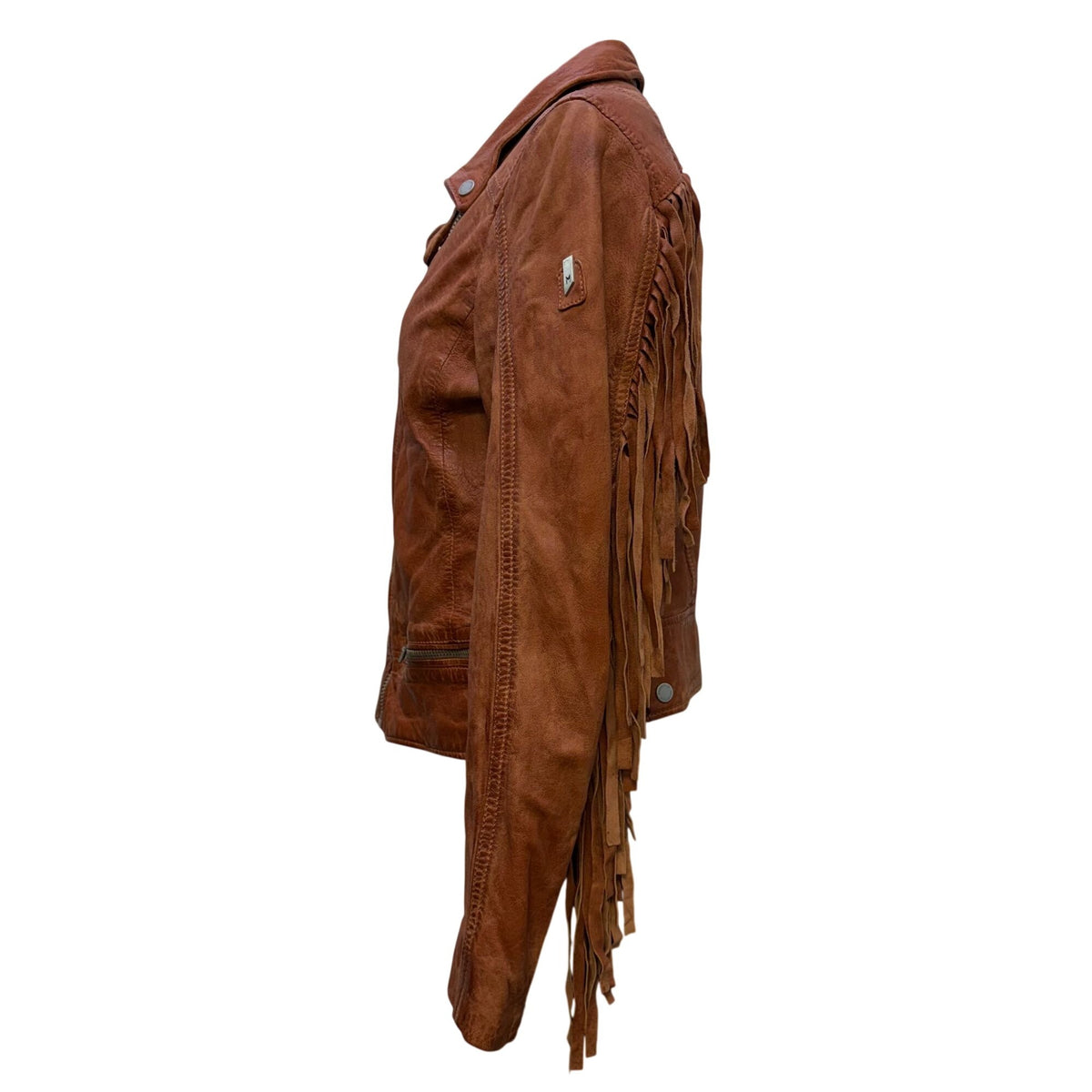 NWT Mauritius Zoe RF Burnt Orange Lamb Leather Fringe Jacket L